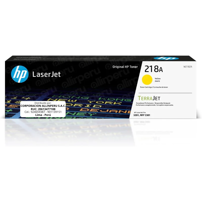 Toner HP 218A amarillo W2182A original vista frontal