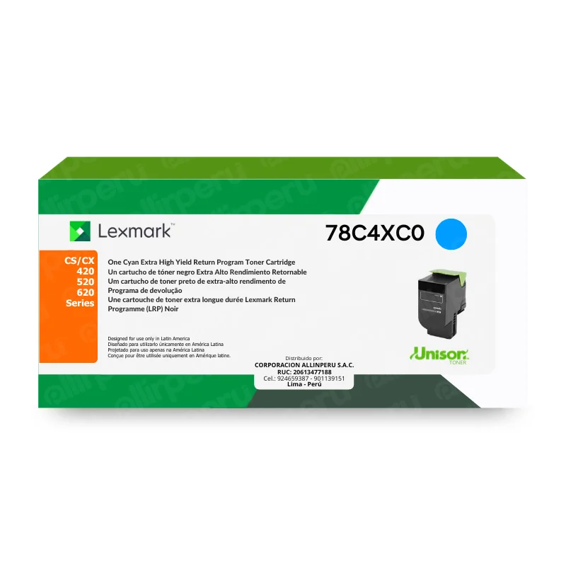 Toner Lexmark 78C4XC0 Cyan original en caja sellada