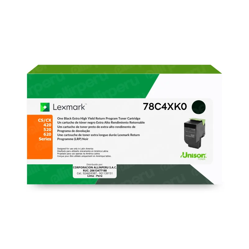 Toner Lexmark 78C4XK0 negro original en caja sellada