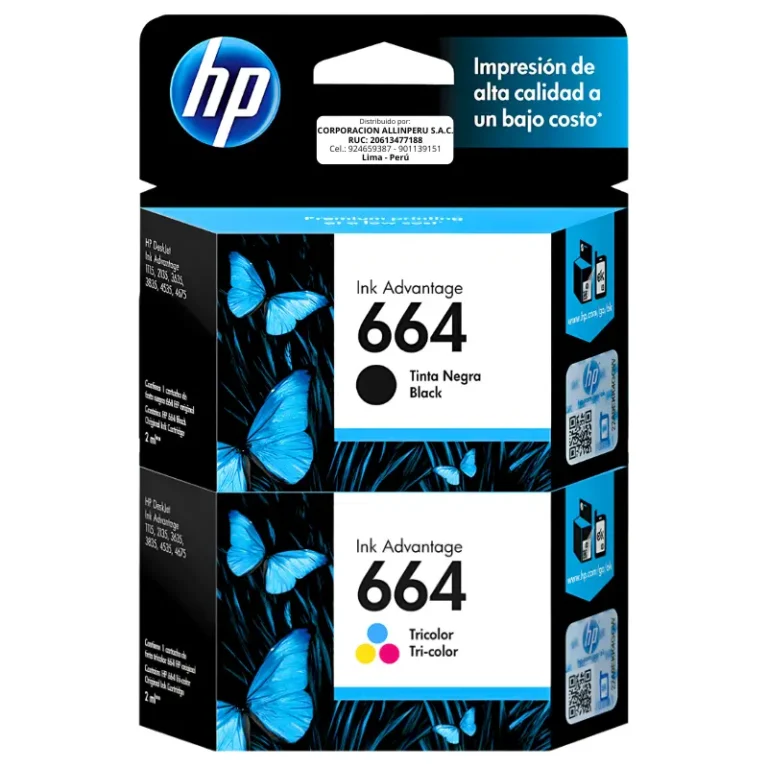 Kit tinta HP 664 negro y tricolor original