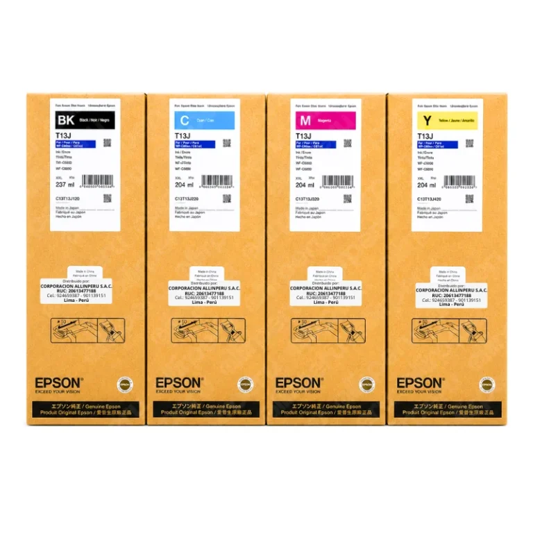 Kit de tinta Epson T13J CMYK con sus cuatro bolsas originales