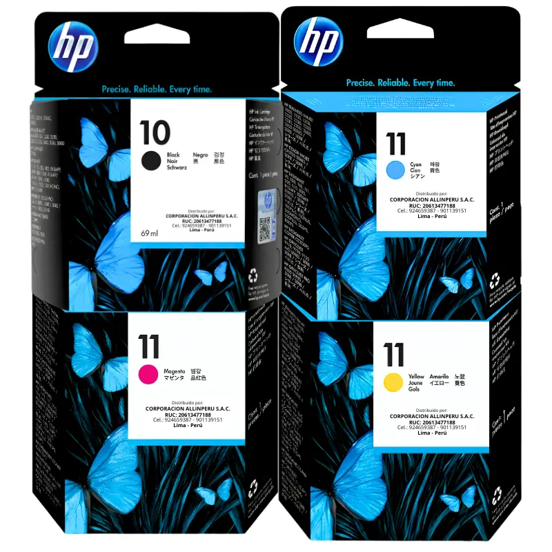 Pack Tinta HP 11 + HP 10 Foto de pack tinta hp 11 y hp 10 original AllinPerú