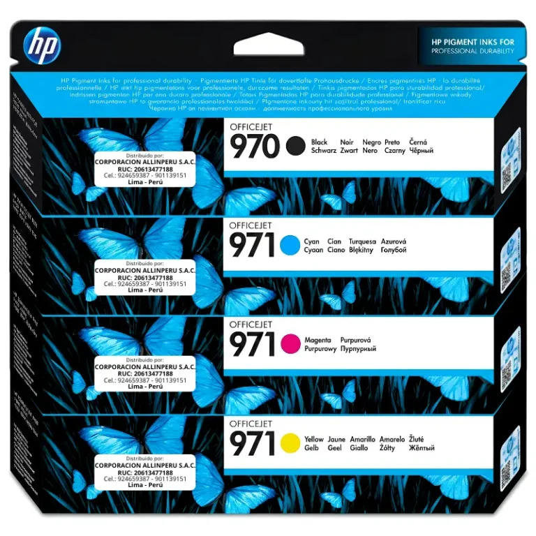 Pack tinta HP 970 971 4 colores original frontal