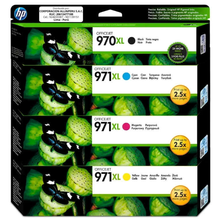 Pack tinta HP 970XL 971XL 4 colores cartuchos originales