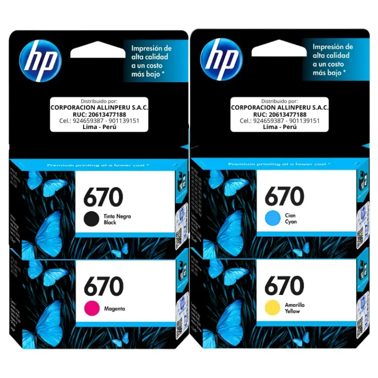 Pack tinta HP 670 4 colores original