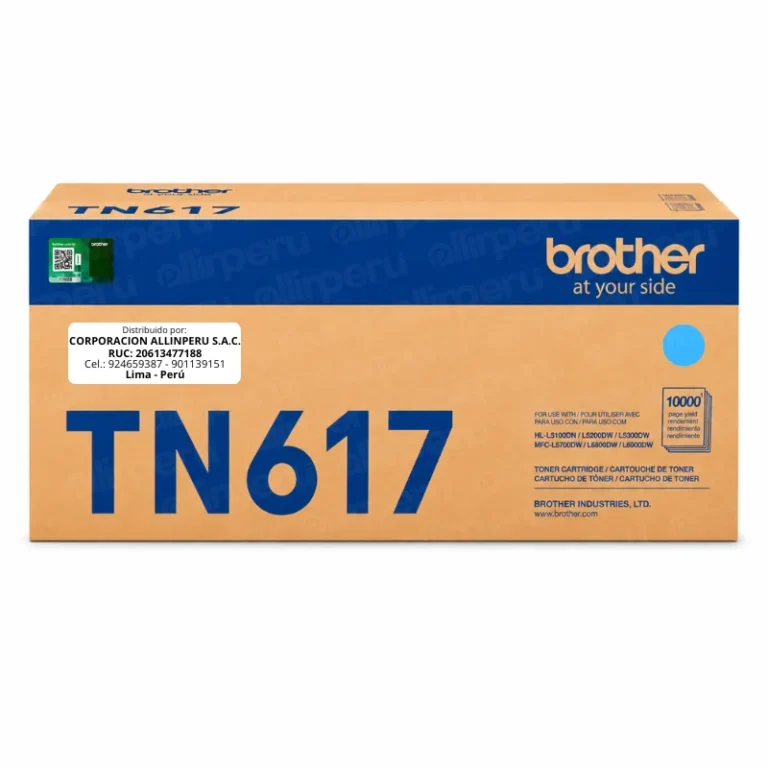 Foto de tóner brother tn617c cian original de ultra alto rendimiento vista frontal